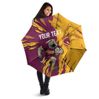 Personalized Brisbane Broncos Umbrella Dynamic Lightning Mascot Rugby Australia