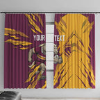 Personalized Brisbane Broncos Window Curtain Dynamic Lightning Mascot Rugby Australia