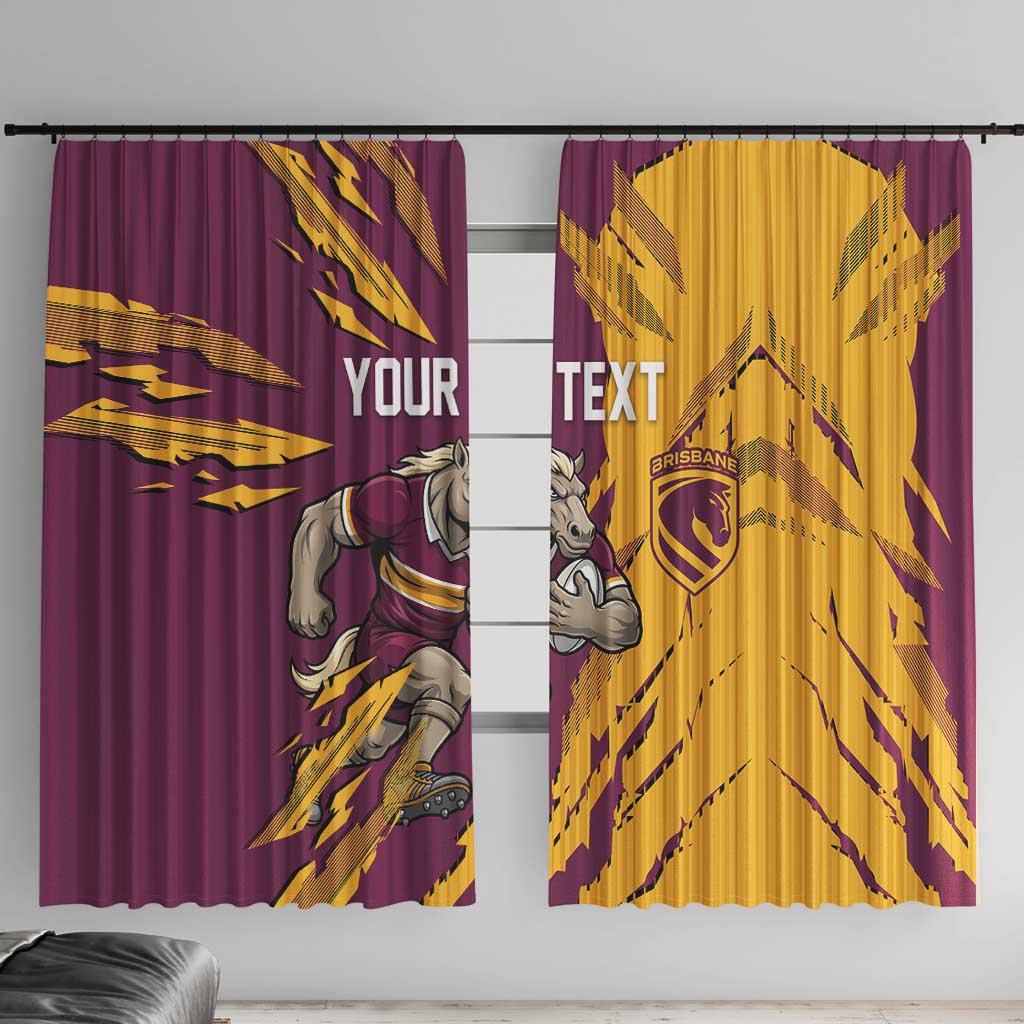 Personalized Brisbane Broncos Window Curtain Dynamic Lightning Mascot Rugby Australia