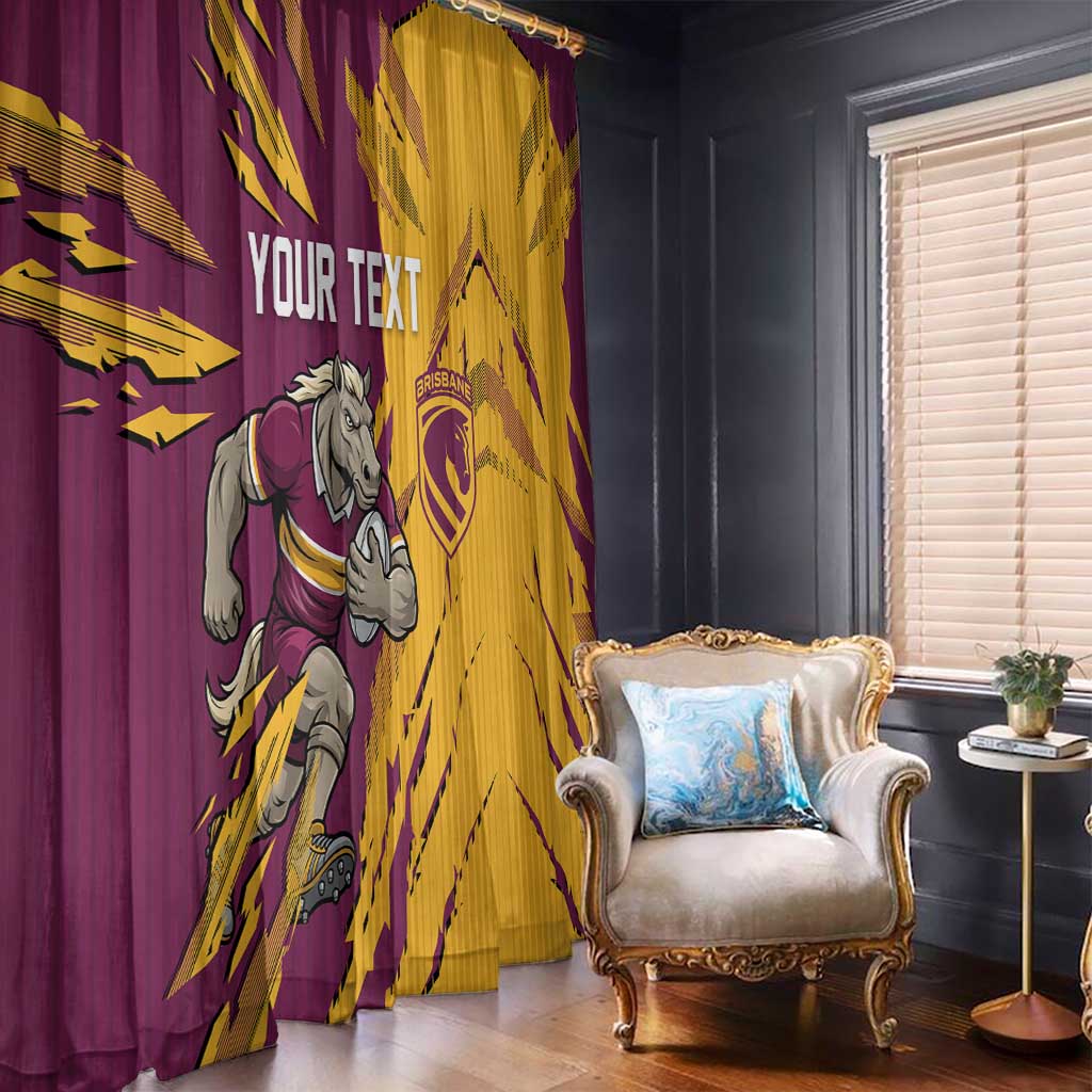 Personalized Brisbane Broncos Window Curtain Dynamic Lightning Mascot Rugby Australia