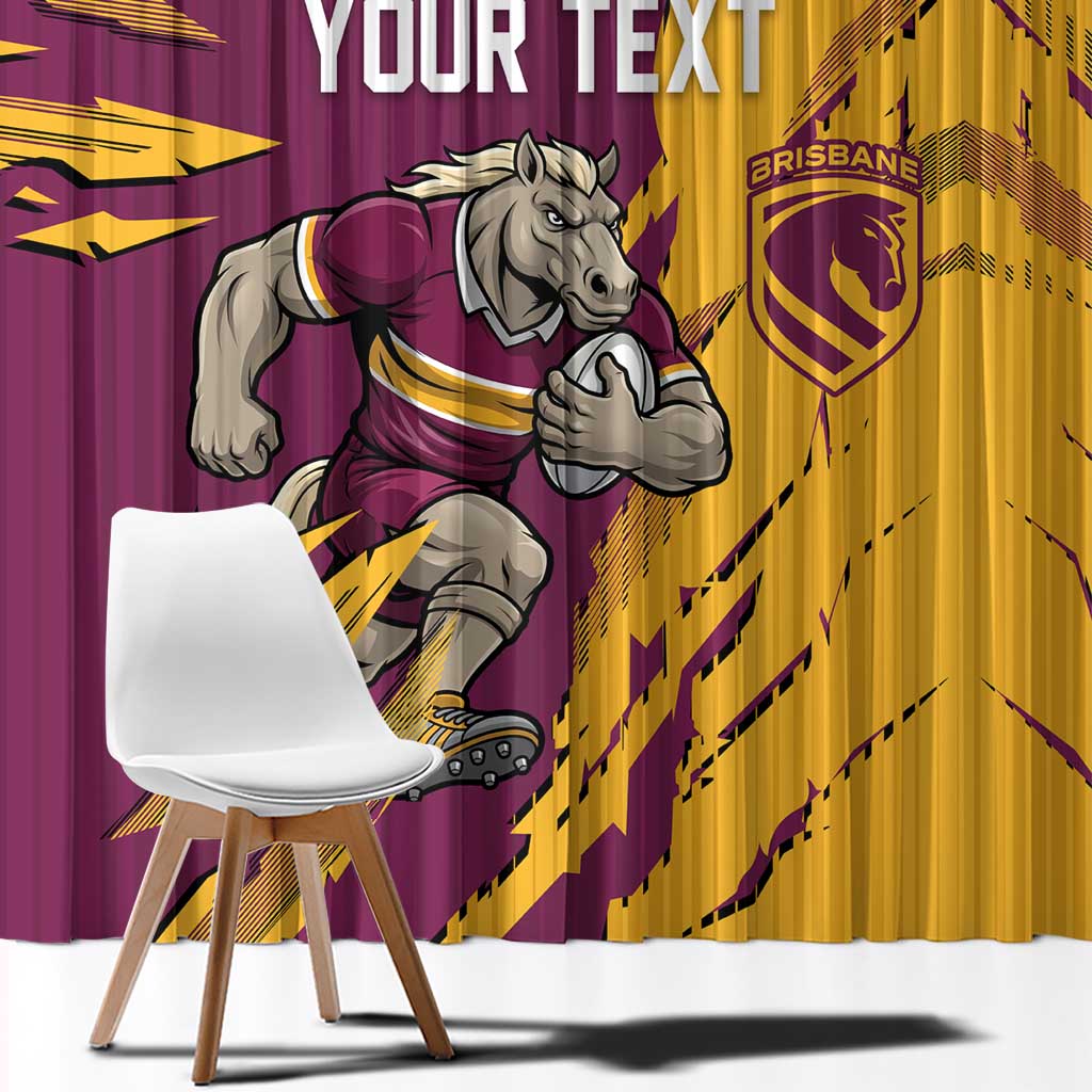 Personalized Brisbane Broncos Window Curtain Dynamic Lightning Mascot Rugby Australia
