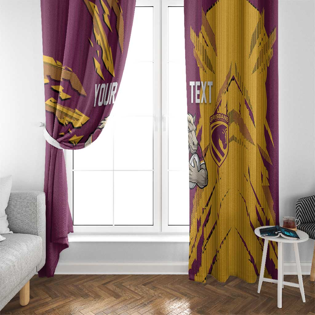 Personalized Brisbane Broncos Window Curtain Dynamic Lightning Mascot Rugby Australia