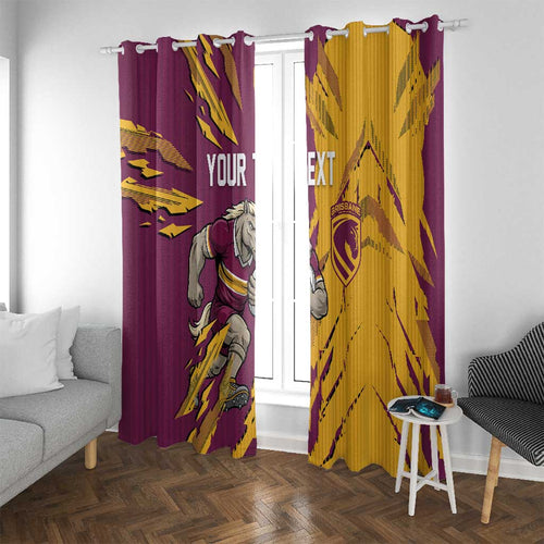 Personalized Brisbane Broncos Window Curtain Dynamic Lightning Mascot Rugby Australia