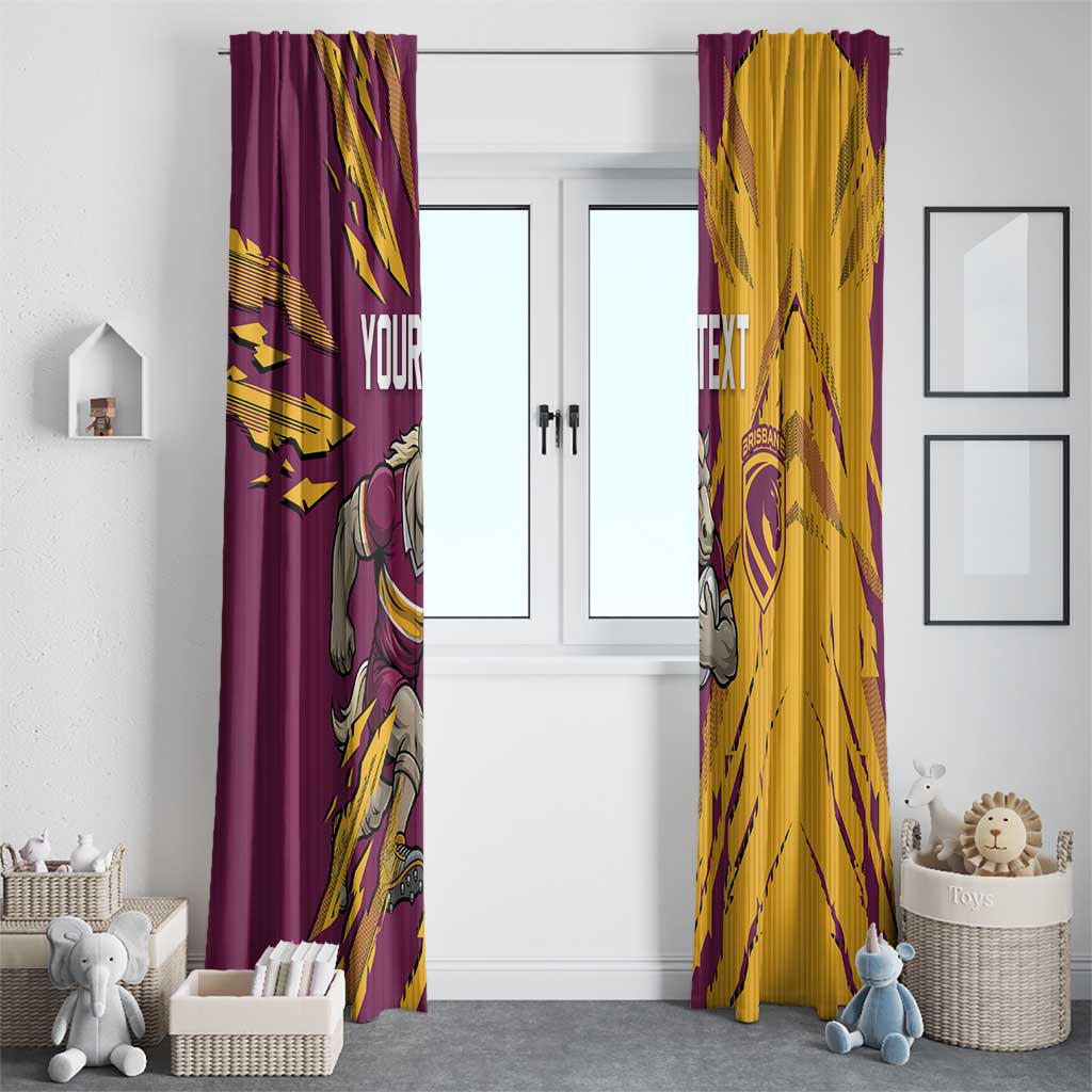 Personalized Brisbane Broncos Window Curtain Dynamic Lightning Mascot Rugby Australia