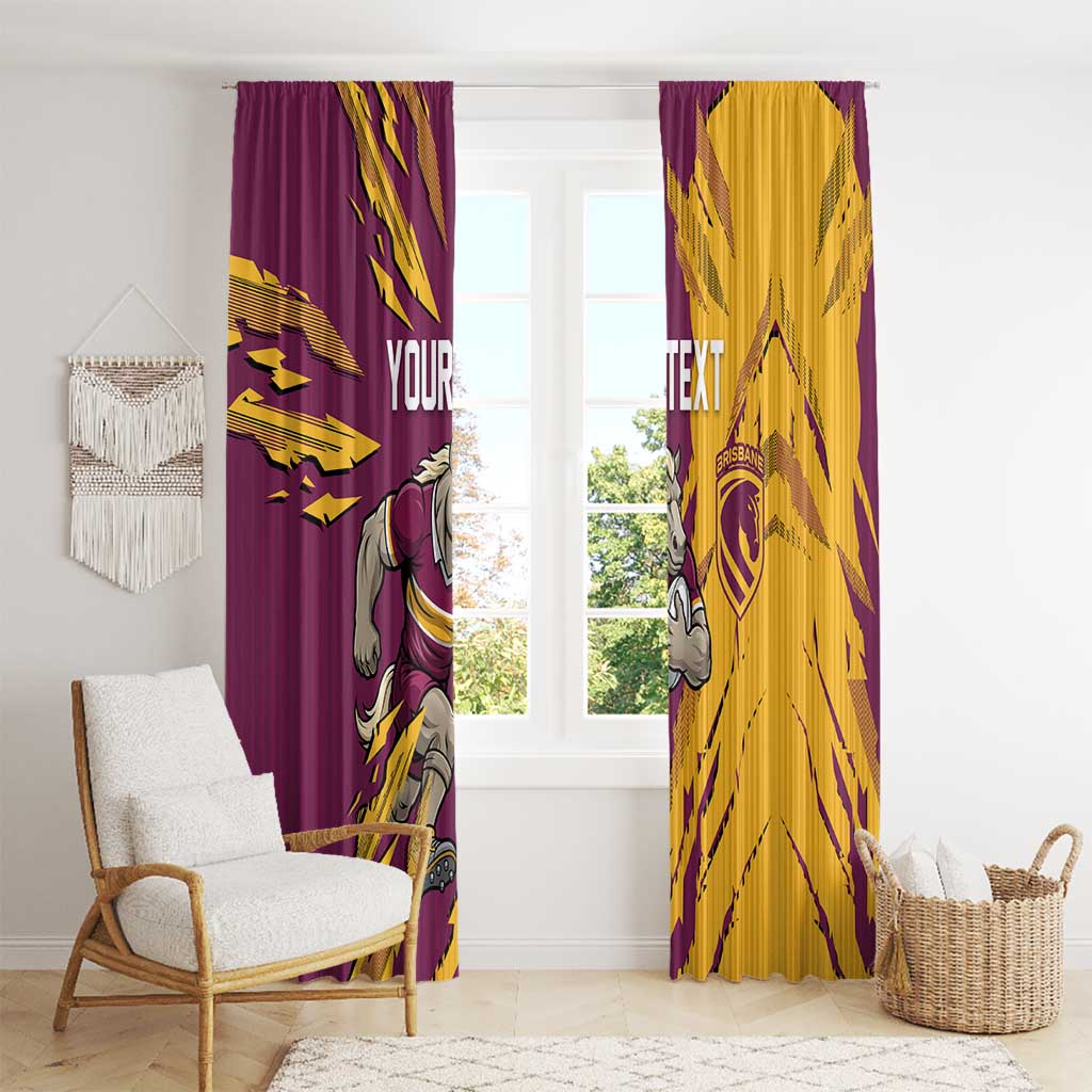 Personalized Brisbane Broncos Window Curtain Dynamic Lightning Mascot Rugby Australia