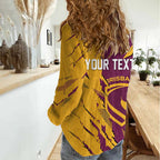 Personalized Brisbane Broncos Women Casual Shirt Dynamic Lightning Mascot Rugby Australia