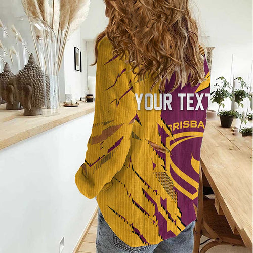 Personalized Brisbane Broncos Women Casual Shirt Dynamic Lightning Mascot Rugby Australia