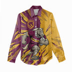 Personalized Brisbane Broncos Women Casual Shirt Dynamic Lightning Mascot Rugby Australia