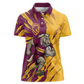 Personalized Brisbane Broncos Women Polo Shirt Dynamic Lightning Mascot Rugby Australia