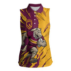 Personalized Brisbane Broncos Women Sleeveless Polo Shirt Dynamic Lightning Mascot Rugby Australia