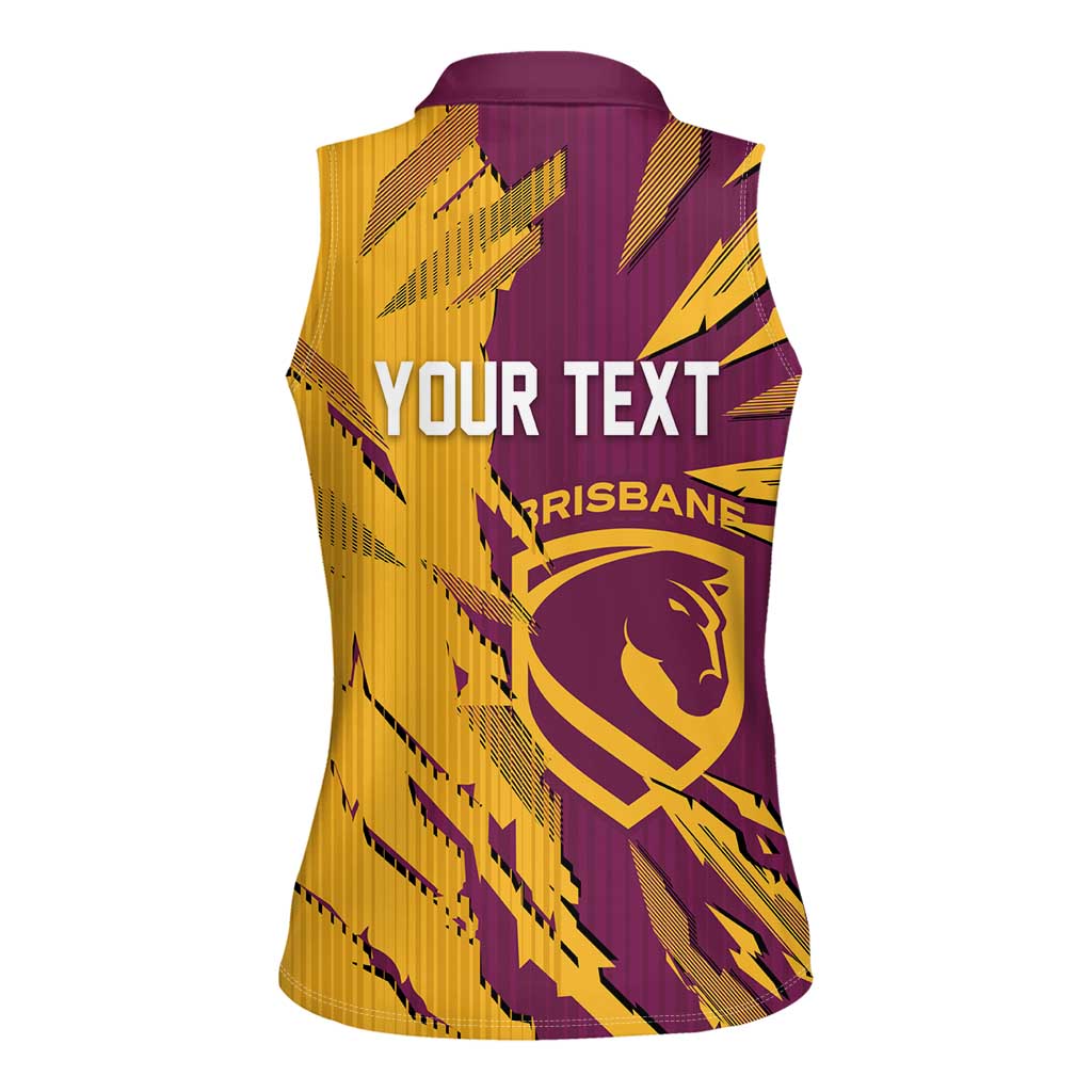 Personalized Brisbane Broncos Women Sleeveless Polo Shirt Dynamic Lightning Mascot Rugby Australia