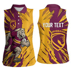 Personalized Brisbane Broncos Women Sleeveless Polo Shirt Dynamic Lightning Mascot Rugby Australia