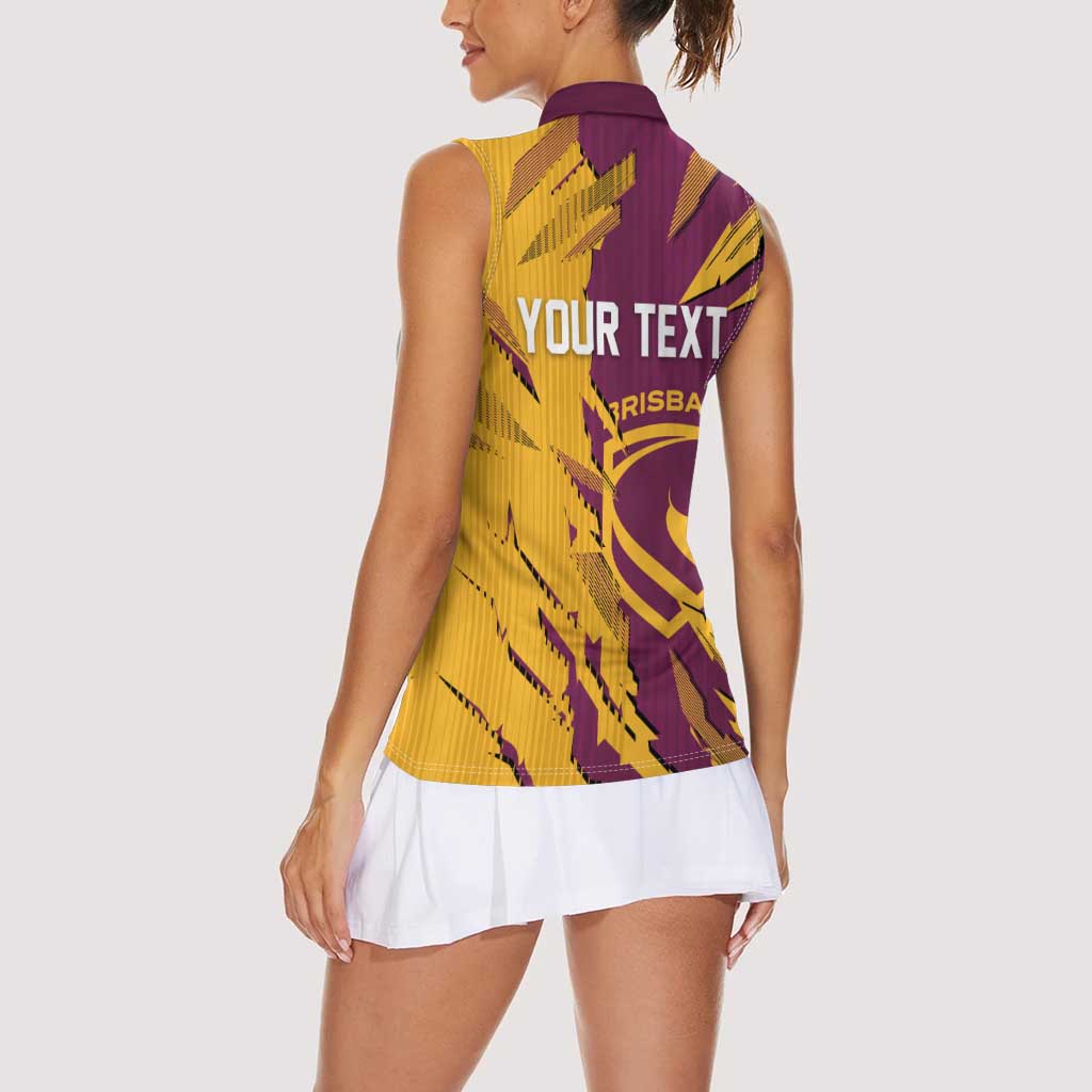 Personalized Brisbane Broncos Women Sleeveless Polo Shirt Dynamic Lightning Mascot Rugby Australia