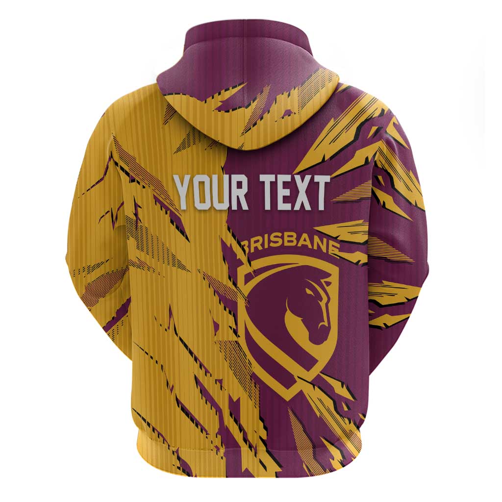 Personalized Brisbane Broncos Zip Hoodie Dynamic Lightning Mascot Rugby Australia