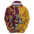Personalized Brisbane Broncos Zip Hoodie Dynamic Lightning Mascot Rugby Australia