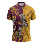 Personalized Brisbane Broncos Zipper Polo Shirt Dynamic Lightning Mascot Rugby Australia