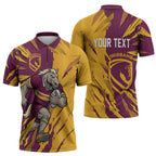 Personalized Brisbane Broncos Zipper Polo Shirt Dynamic Lightning Mascot Rugby Australia