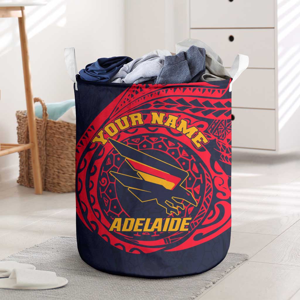Personalized Adelaide Crows Polynesian Laundry Basket Tribal Chest and Sleeve Tattoo Heritage Warrior
