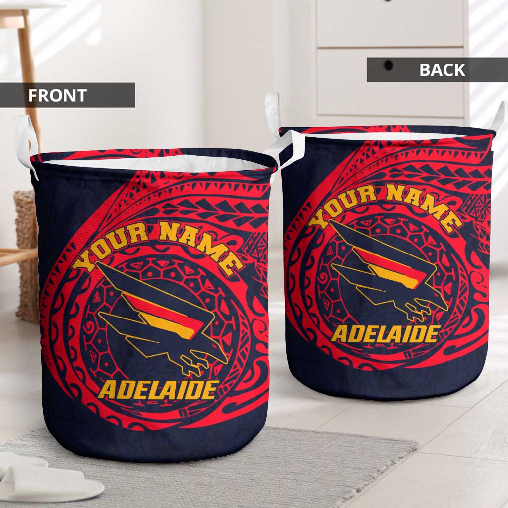 Personalized Adelaide Crows Polynesian Laundry Basket Tribal Chest and Sleeve Tattoo Heritage Warrior