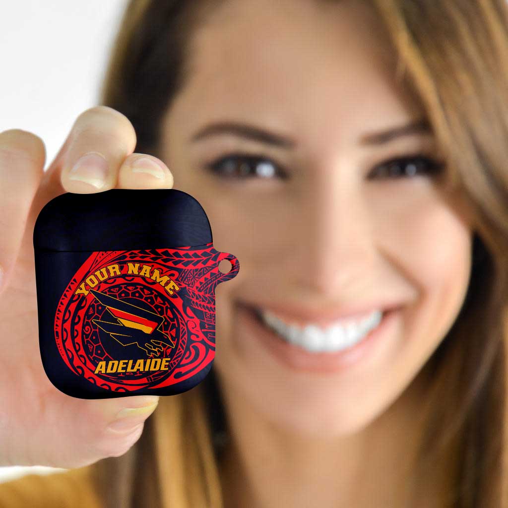 Personalized Adelaide Crows Polynesian AirPods Case Tribal Chest and Sleeve Tattoo Heritage Warrior