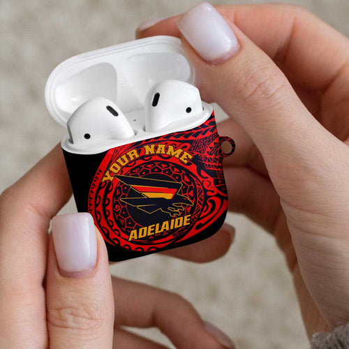 Personalized Adelaide Crows Polynesian AirPods Case Tribal Chest and Sleeve Tattoo Heritage Warrior
