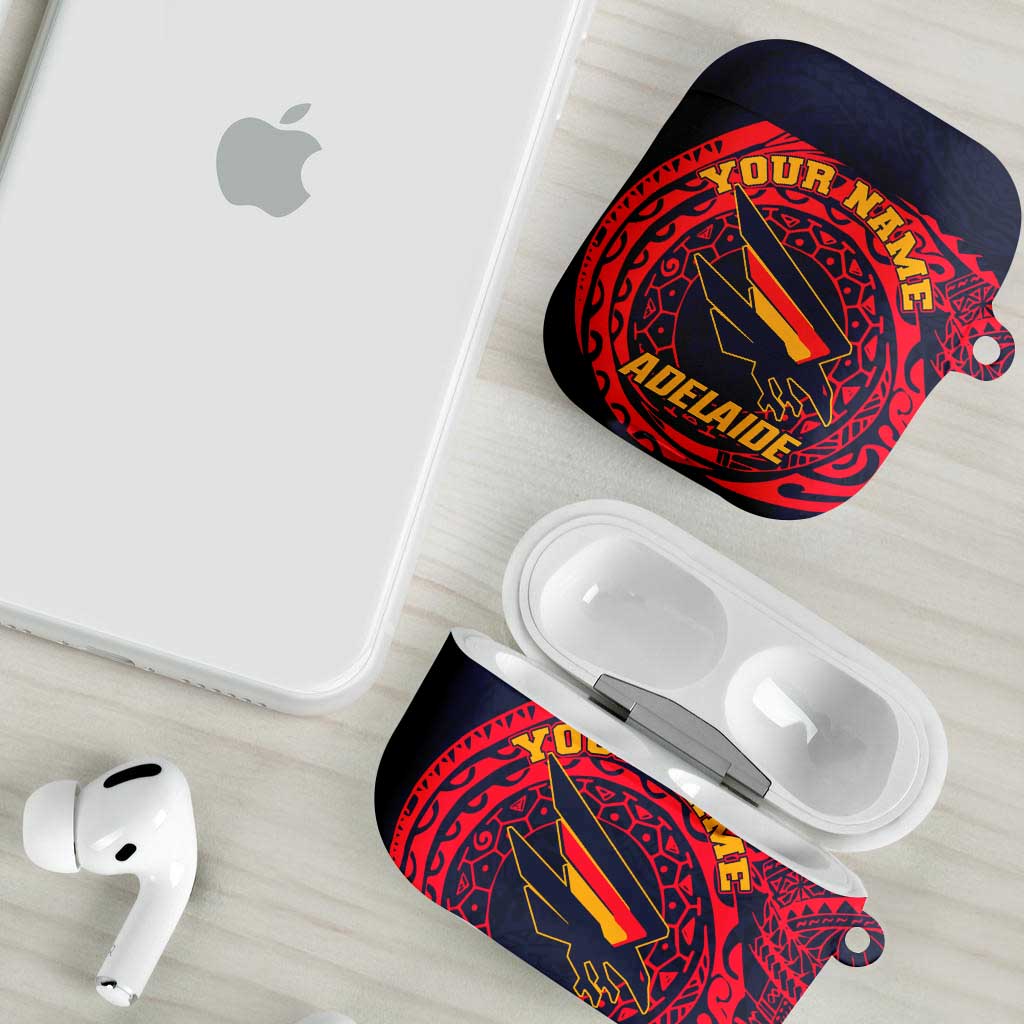 Personalized Adelaide Crows Polynesian AirPods Case Tribal Chest and Sleeve Tattoo Heritage Warrior