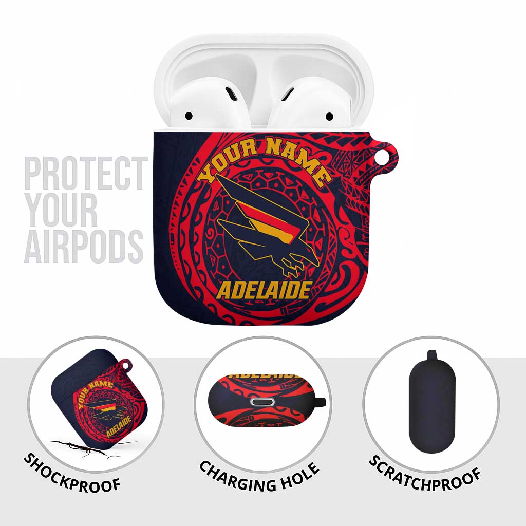 Personalized Adelaide Crows Polynesian AirPods Case Tribal Chest and Sleeve Tattoo Heritage Warrior