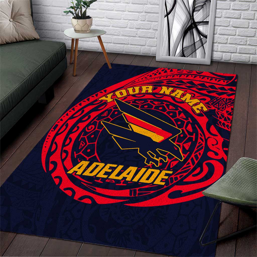 Personalized Adelaide Crows Polynesian Area Rug Tribal Chest and Sleeve Tattoo Heritage Warrior