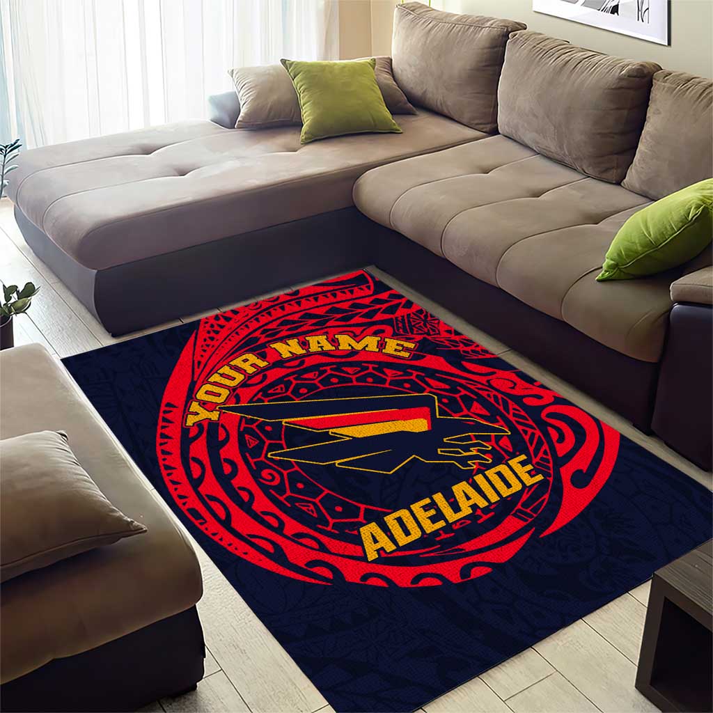 Personalized Adelaide Crows Polynesian Area Rug Tribal Chest and Sleeve Tattoo Heritage Warrior