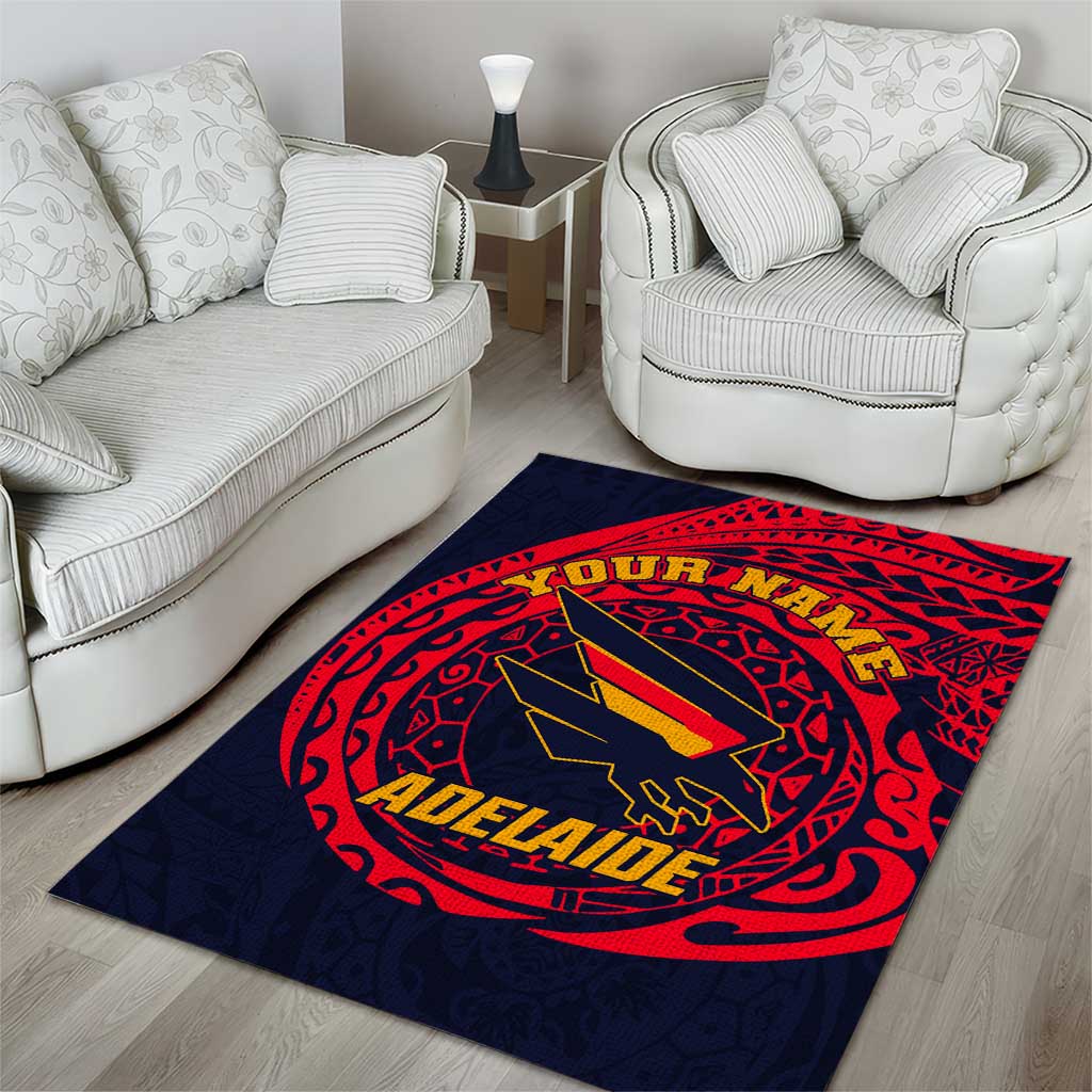 Personalized Adelaide Crows Polynesian Area Rug Tribal Chest and Sleeve Tattoo Heritage Warrior