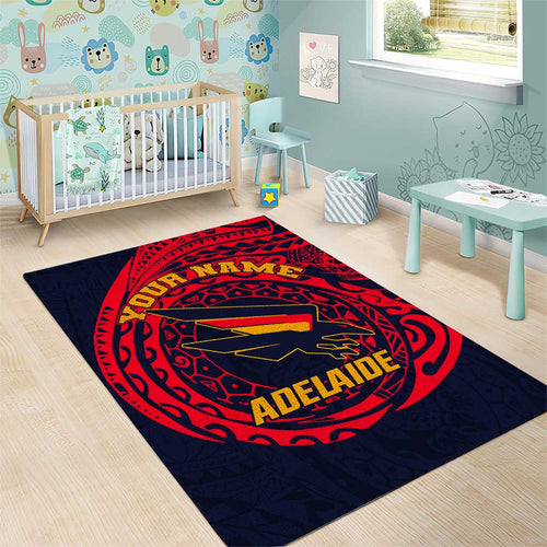 Personalized Adelaide Crows Polynesian Area Rug Tribal Chest and Sleeve Tattoo Heritage Warrior