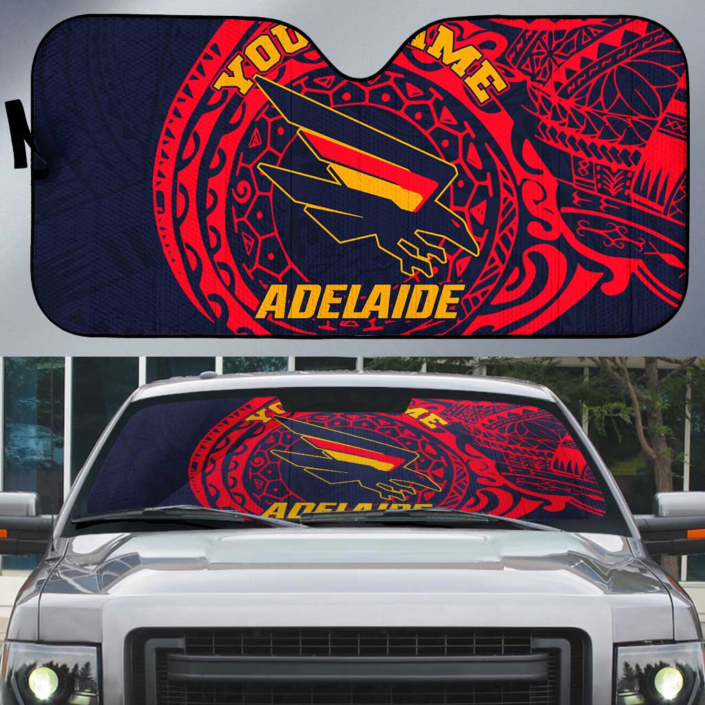 Personalized Adelaide Crows Polynesian Auto Sun Shade Tribal Chest and Sleeve Tattoo Heritage Warrior