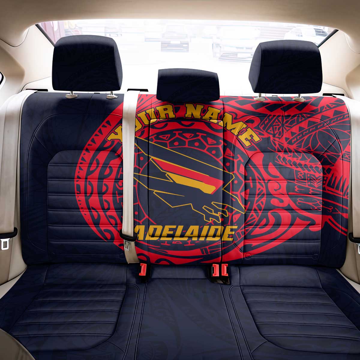 Personalized Adelaide Crows Polynesian Back Car Seat Cover Tribal Chest and Sleeve Tattoo Heritage Warrior