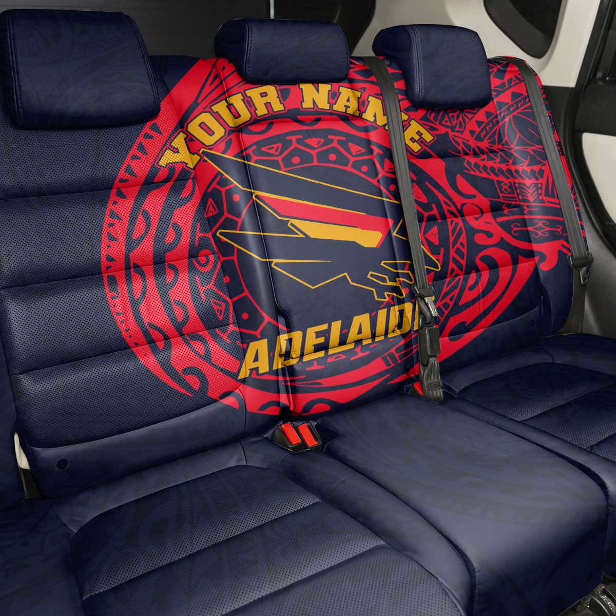Personalized Adelaide Crows Polynesian Back Car Seat Cover Tribal Chest and Sleeve Tattoo Heritage Warrior