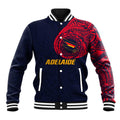 Personalized Adelaide Crows Polynesian Baseball Jacket Tribal Chest and Sleeve Tattoo Heritage Warrior