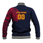 Personalized Adelaide Crows Polynesian Baseball Jacket Tribal Chest and Sleeve Tattoo Heritage Warrior