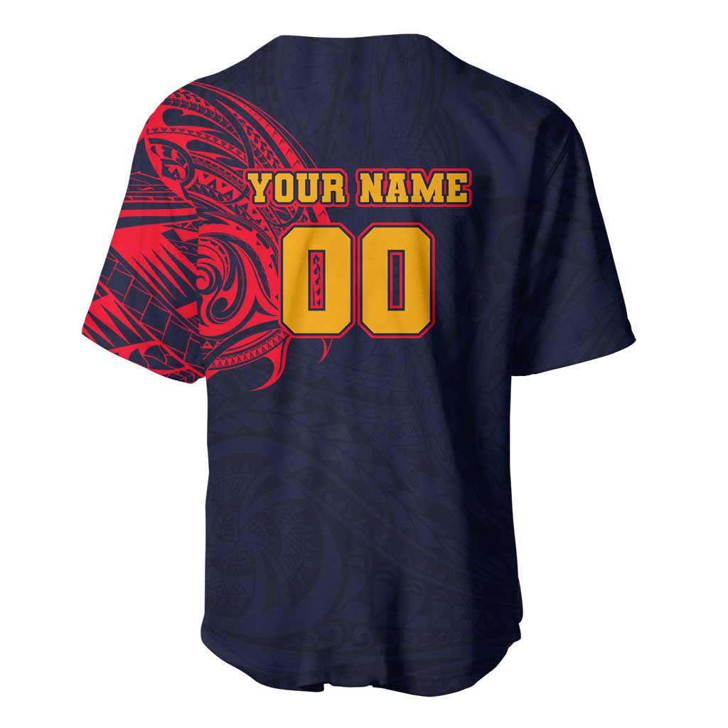 Personalized Adelaide Crows Polynesian Baseball Jersey Tribal Chest and Sleeve Tattoo Heritage Warrior