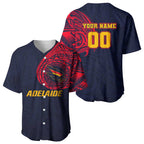Personalized Adelaide Crows Polynesian Baseball Jersey Tribal Chest and Sleeve Tattoo Heritage Warrior