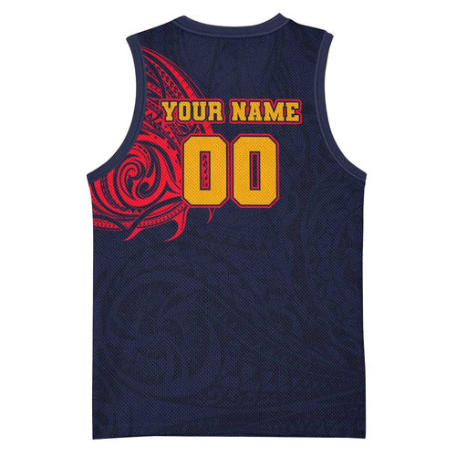 Personalized Adelaide Crows Polynesian Basketball Jersey Tribal Chest and Sleeve Tattoo Heritage Warrior
