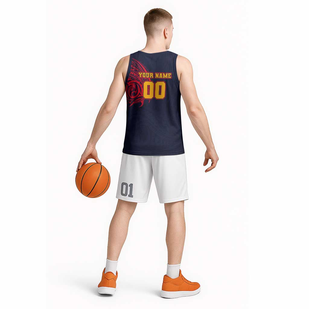 Personalized Adelaide Crows Polynesian Basketball Jersey Tribal Chest and Sleeve Tattoo Heritage Warrior