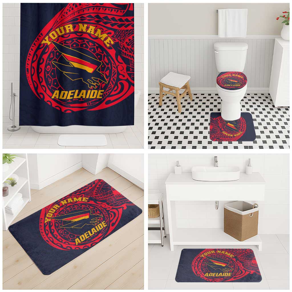 Personalized Adelaide Crows Polynesian Bathroom Set Tribal Chest and Sleeve Tattoo Heritage Warrior