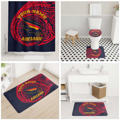 Personalized Adelaide Crows Polynesian Bathroom Set Tribal Chest and Sleeve Tattoo Heritage Warrior