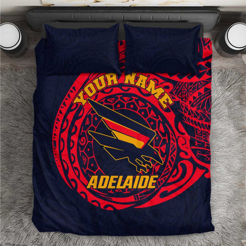 Personalized Adelaide Crows Polynesian Bedding Set Tribal Chest and Sleeve Tattoo Heritage Warrior