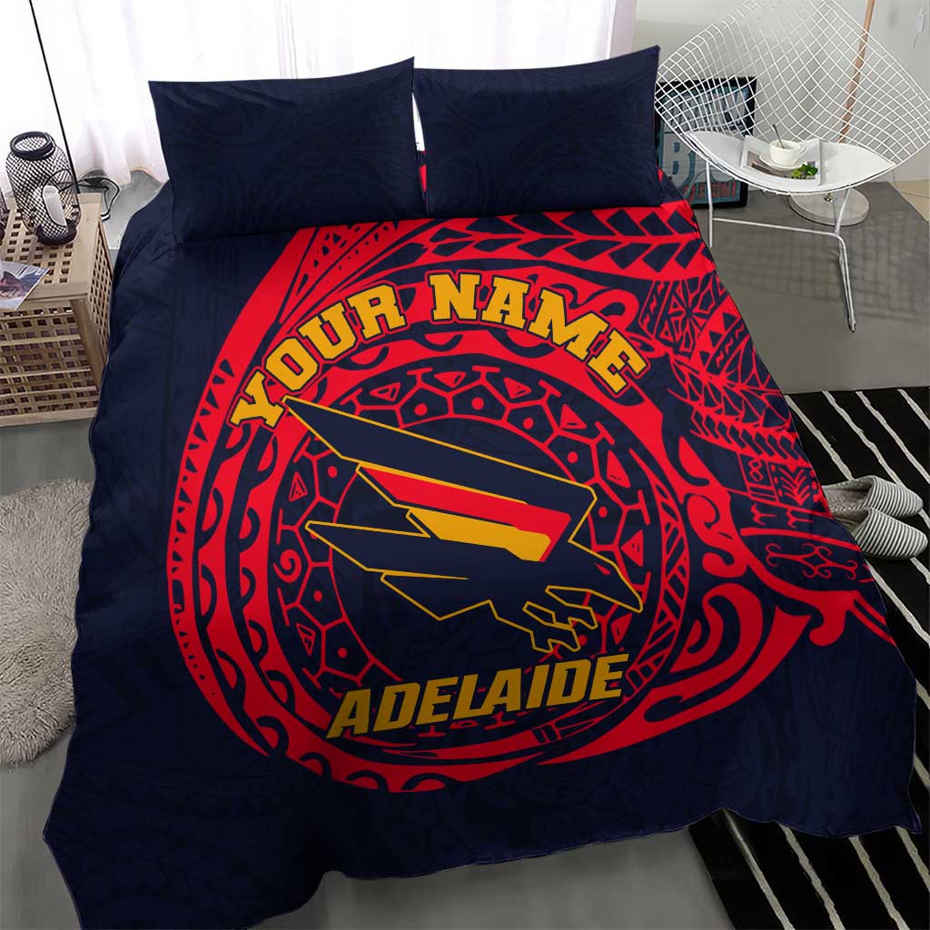 Personalized Adelaide Crows Polynesian Bedding Set Tribal Chest and Sleeve Tattoo Heritage Warrior