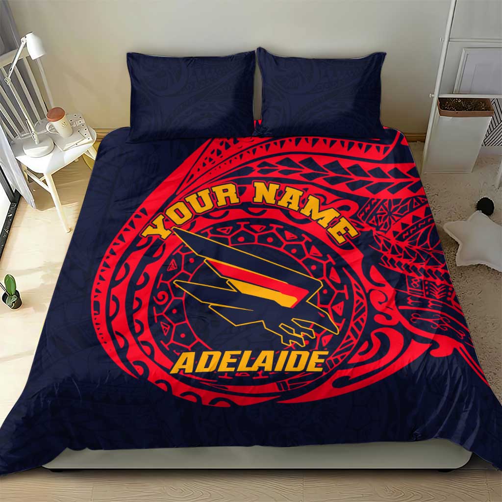 Personalized Adelaide Crows Polynesian Bedding Set Tribal Chest and Sleeve Tattoo Heritage Warrior