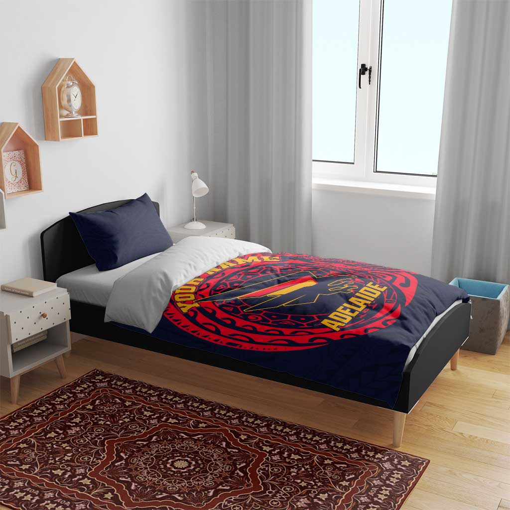 Personalized Adelaide Crows Polynesian Bedding Set Tribal Chest and Sleeve Tattoo Heritage Warrior