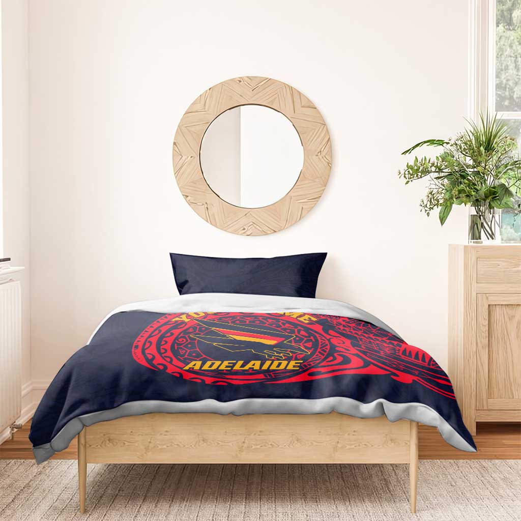 Personalized Adelaide Crows Polynesian Bedding Set Tribal Chest and Sleeve Tattoo Heritage Warrior
