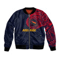 Personalized Adelaide Crows Polynesian Bomber Jacket Tribal Chest and Sleeve Tattoo Heritage Warrior