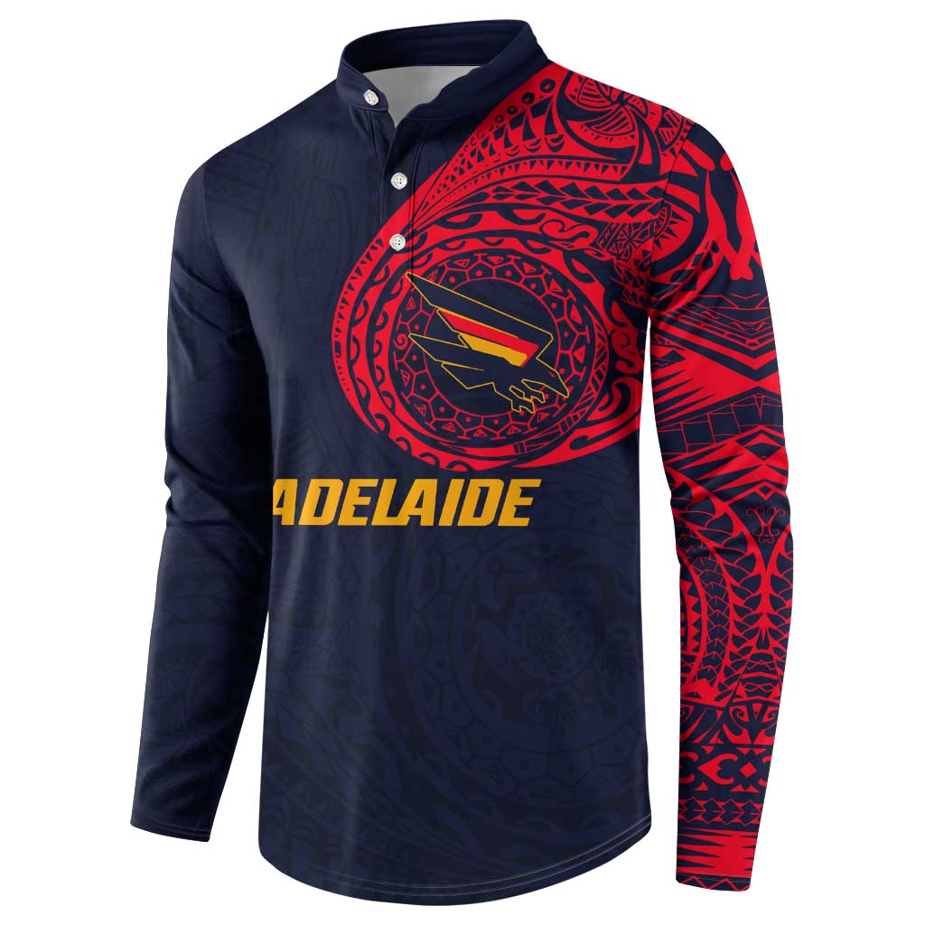 Personalized Adelaide Crows Polynesian Button Sweatshirt Tribal Chest and Sleeve Tattoo Heritage Warrior