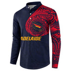 Personalized Adelaide Crows Polynesian Button Sweatshirt Tribal Chest and Sleeve Tattoo Heritage Warrior